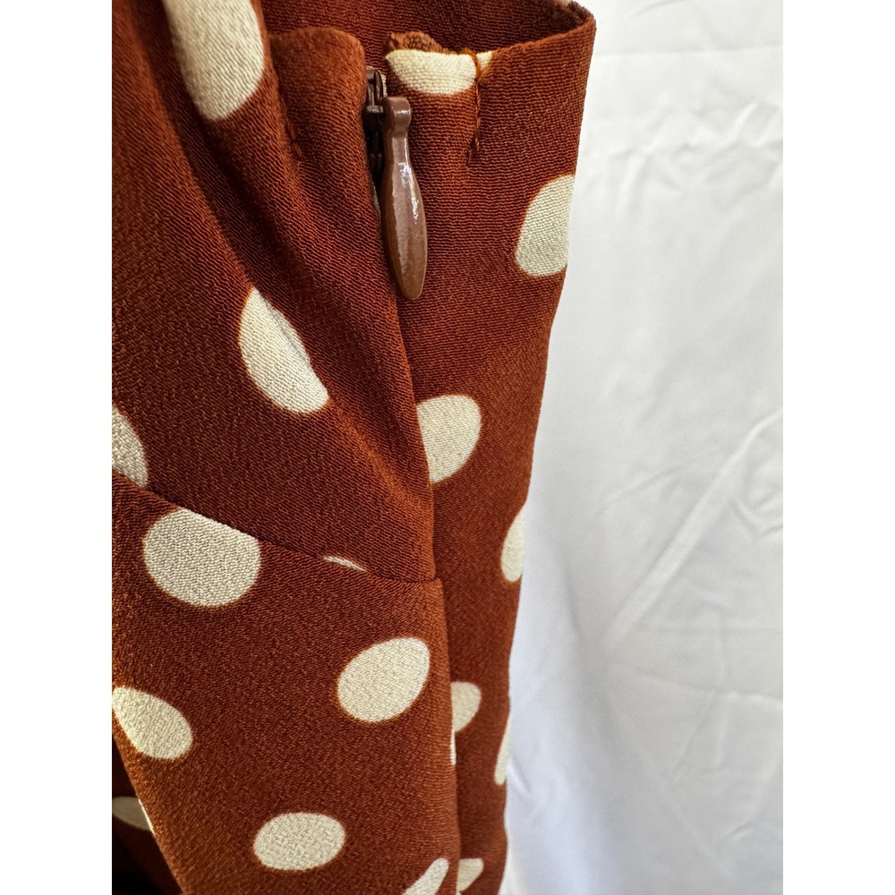 Sanctuary Brown White Polka Dot Faux Wrap High Low Slip Dress Sz 0 - Picture 7 of 14